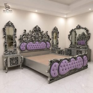 Elegant Modern Designer Silver Bed Set