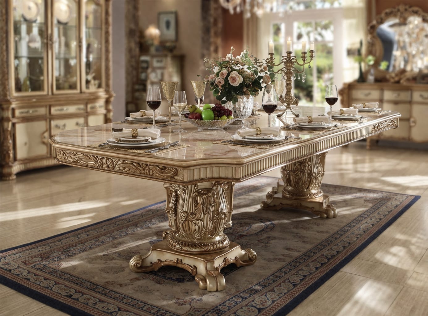 Royal Antique Dining Set in Teak Wood