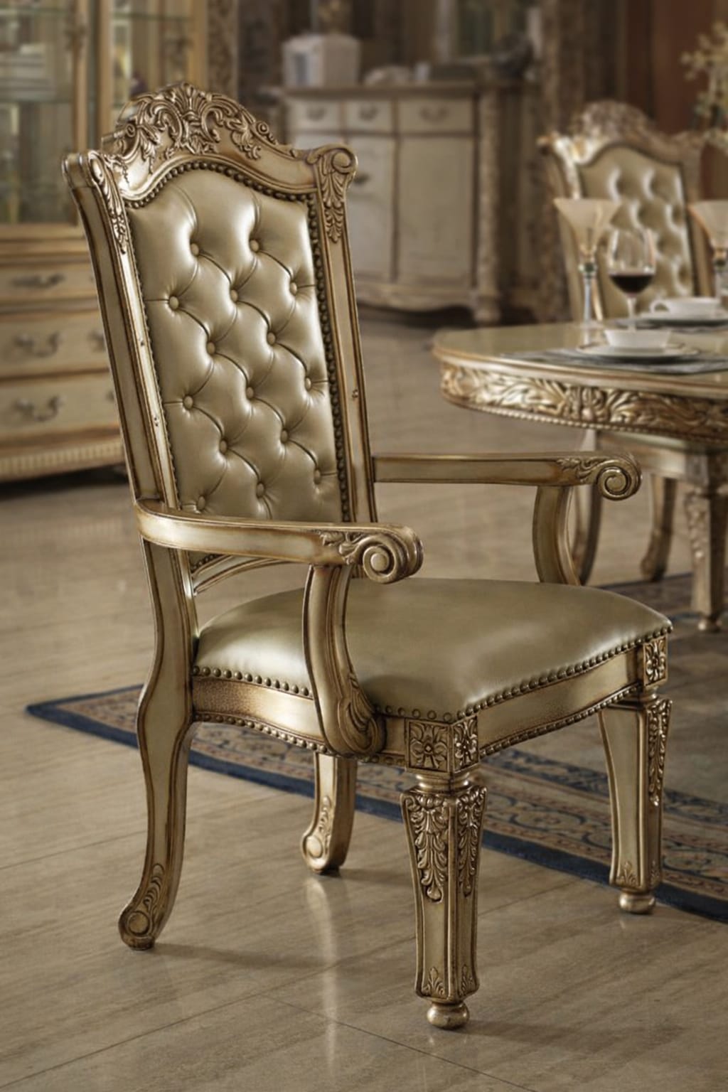 Royal Carved Antique Dining Set with Chairs