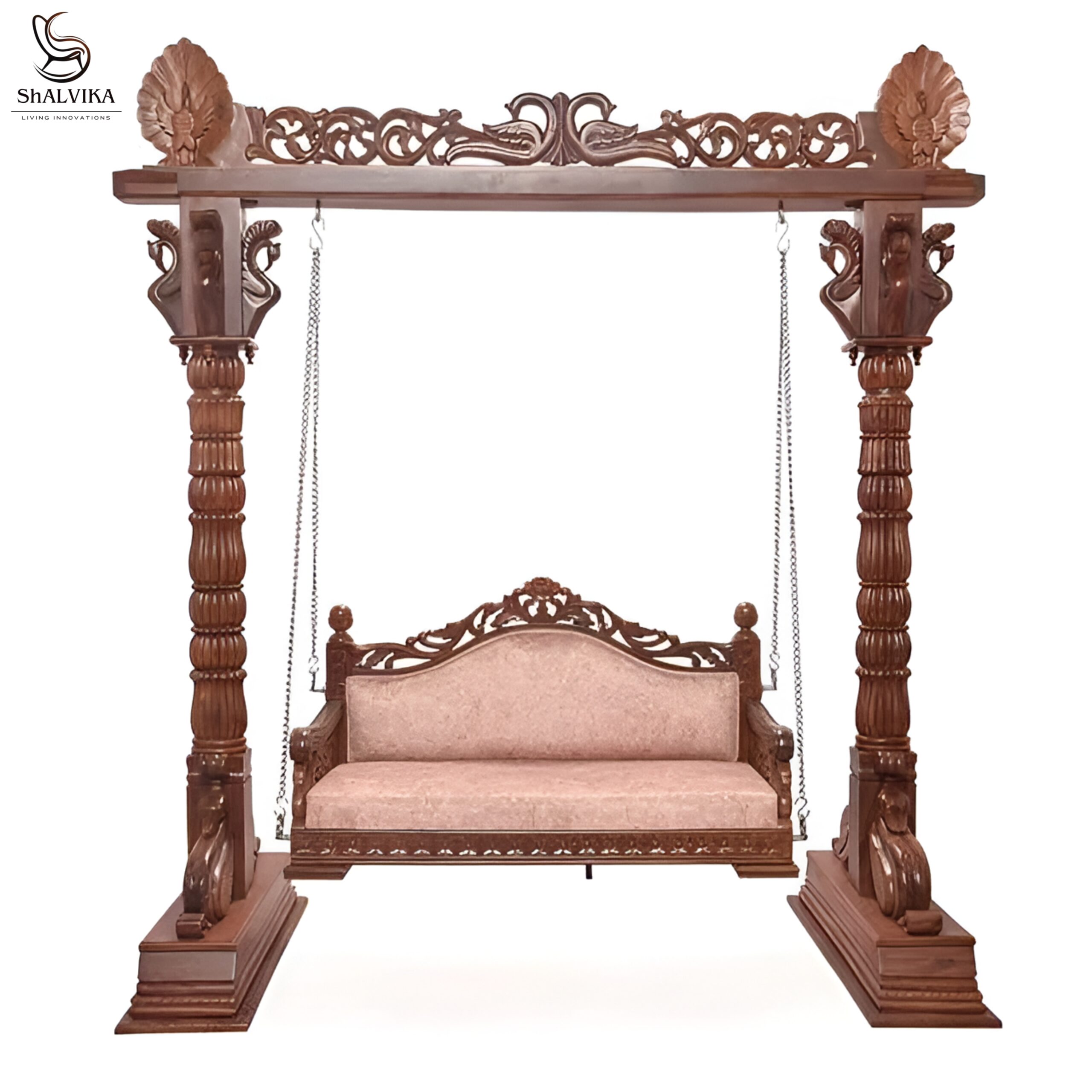 Wooden Carved Jhula with Brass Chain