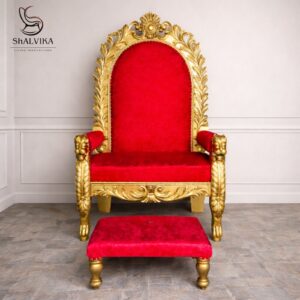 Wooden Guru Ji Chair with Lion Designs