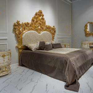 Carved Bed in Antique Gold Paint
