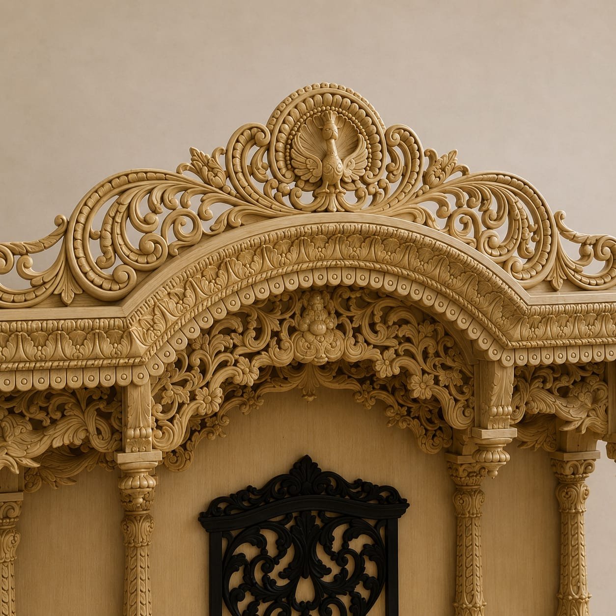 Beautiful Carved Temple in House Design by Shalvika Living
