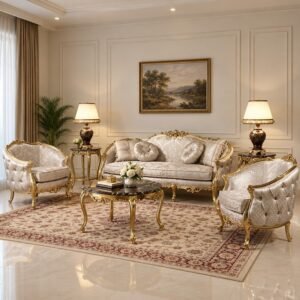 Elegant Luxury Sofa Set Designs in Teak Wood by Shalvika Living