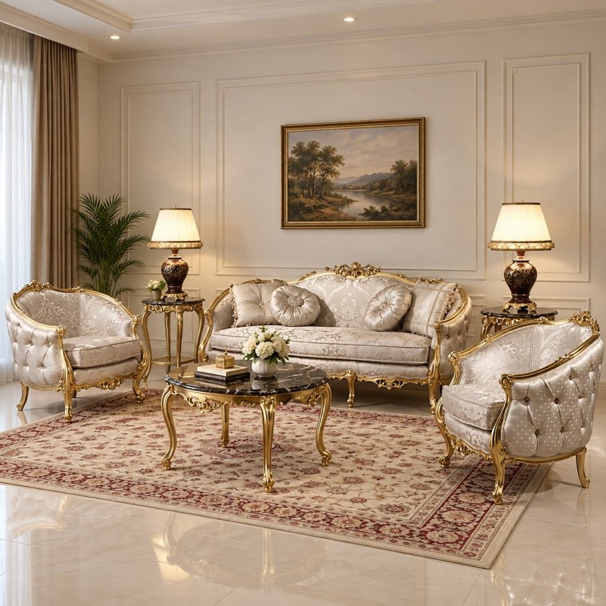 Elegant Luxury Sofa Set Designs in Teak Wood by Shalvika Living
