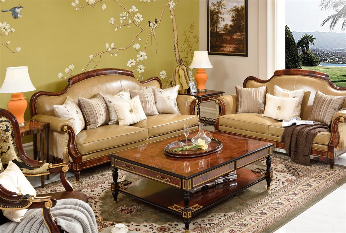 Wooden Antique Style Sofa Set in Teak Wood by Shalvika Living