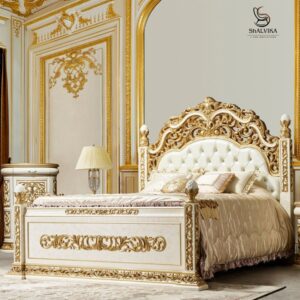 Vintage Bed in Golden and White