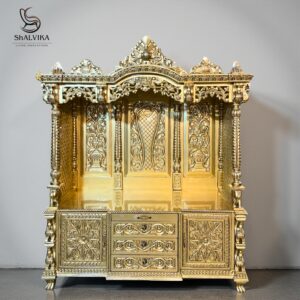 Carved Wooden Temple in Antique Gold Paint