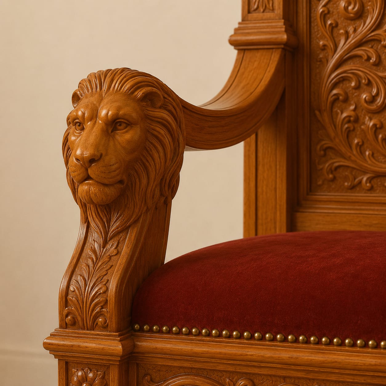 Lion Face Wooden Handmade Design Guruji Chair