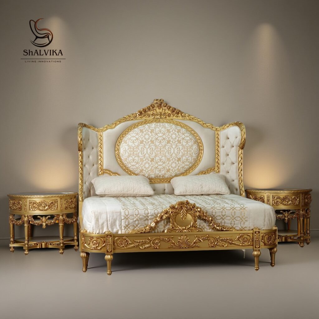 Wooden Royal Designer Bedroom Furniture set - Shalvika Living