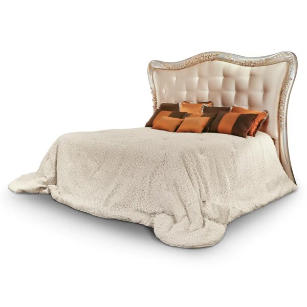 Royal French Teak Bed – Elegant Gold Finish Luxury Furniture By Shalvika Living Innovations