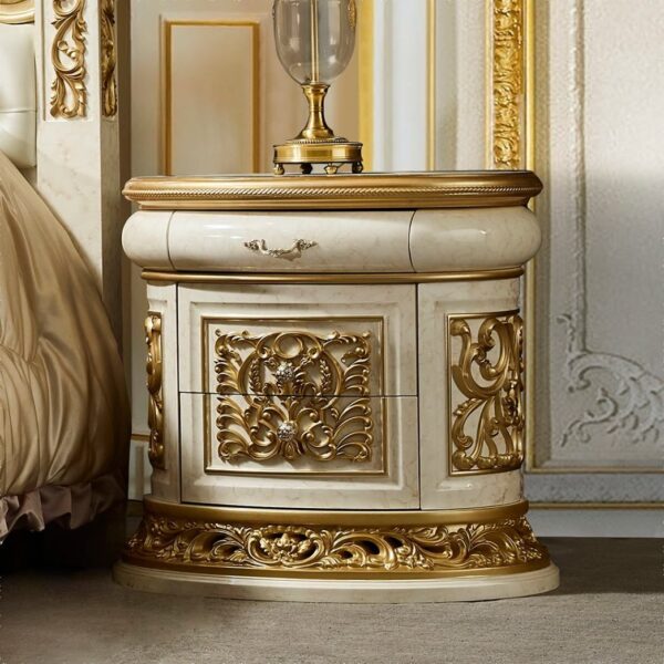 Wooden royal bedside table design by shalvika living innovations. Luxury Furniture