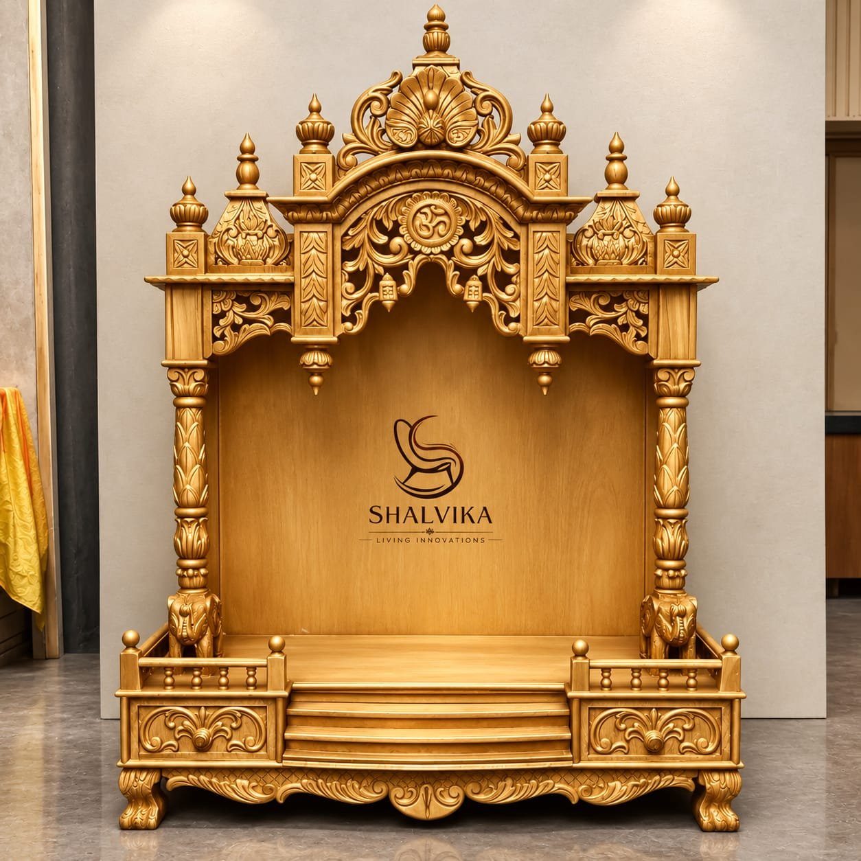 Antique Gold Temple in Teak Wood by Shalvika Living