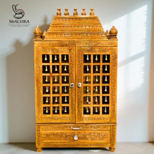 Puja Mandir For Home with Brass Bells Door