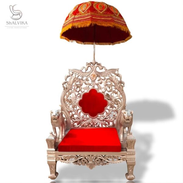 Guru Ji Chair with Canopy in Premium Teak Wood