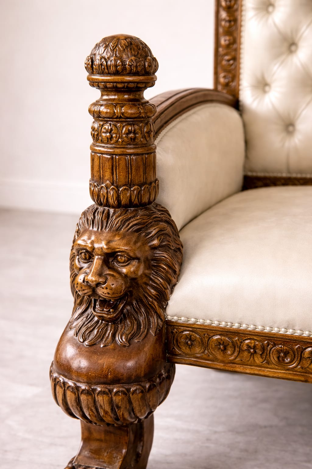 Lion Design Teak Wood Guruji Chair by Shalvika Living Innovations