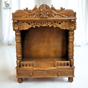 Peacock Design Wooden Mandir by Shalvika Living Innovations in teak wood