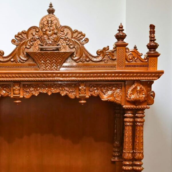 Wooden Handcrafted Designer Temple in Teak Wood - Image 2