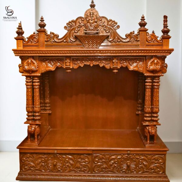 Wooden Handcrafted Designer Temple in Teak Wood