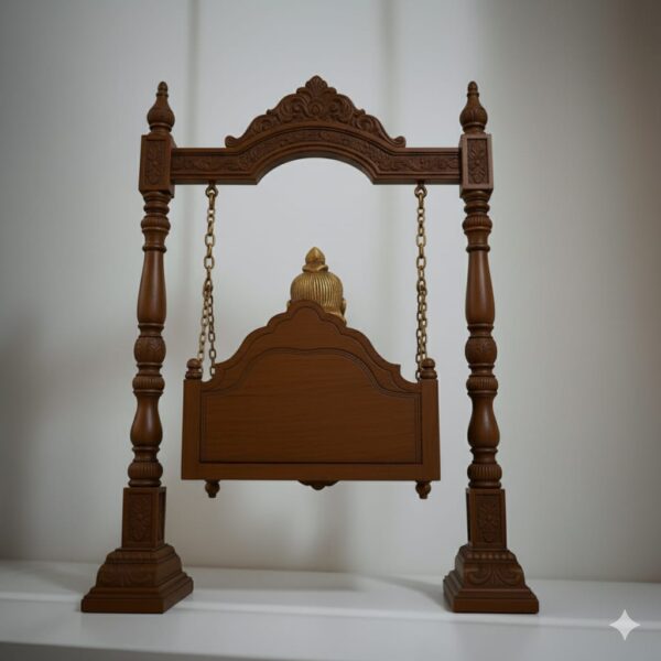 Teak Wooden Carved Designer Laddu Gopal Jhula