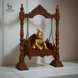 Teak Wooden Carved Designer Laddu Gopal Jhula