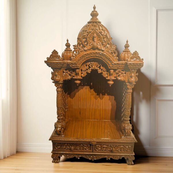 Wooden Handcrafted Designer Temple in Teak Wood