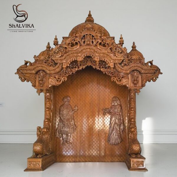 Wooden Large Size Handmade Designer Temple in Teak Wood