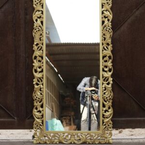 wooden carved mirror frame, antique mirror frame, handcraved mirror frame, mirror frame in gold color