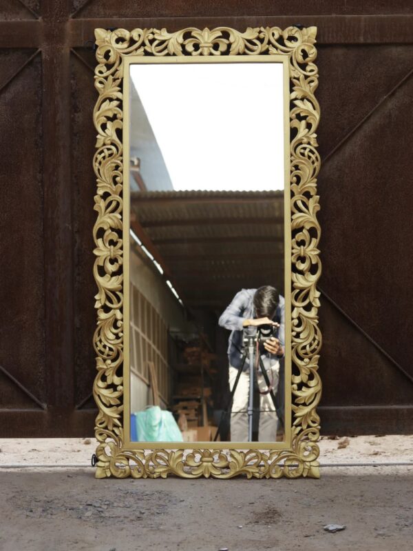 wooden carved mirror frame, antique mirror frame, handcraved mirror frame, mirror frame in gold color