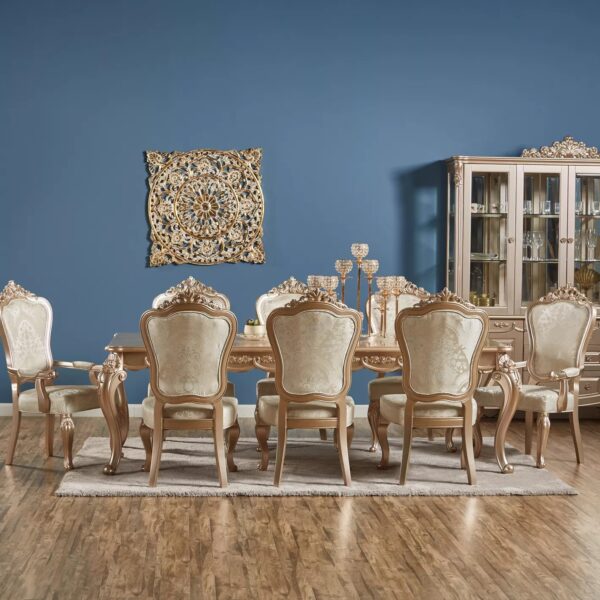 8-Seater Wooden Top Luxury Dining Table with Chairs - Image 5