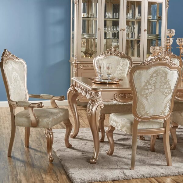 8-Seater Wooden Top Luxury Dining Table with Chairs - Image 4