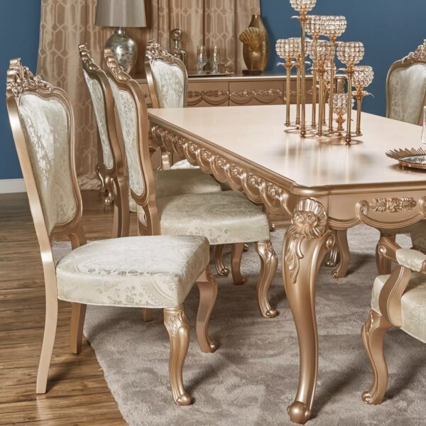 8-Seater Wooden Top Luxury Dining Table with Chairs - Image 2