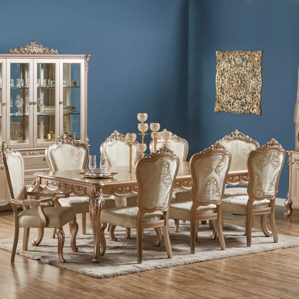 8-Seater Wooden Top Luxury Dining Table with Chairs