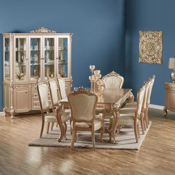 8-Seater Wooden Top Luxury Dining Table with Chairs - Image 6