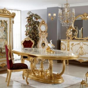 Wooden royal dining table set design