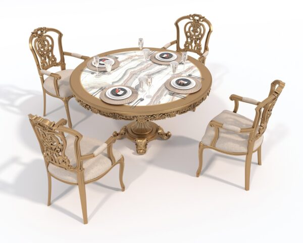 Wooden Royal style handcarved dining table set - Image 8