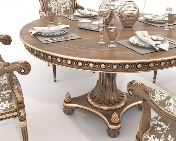 Wooden Royal and antique designer dining table set in teak wood by shalvika living innovations