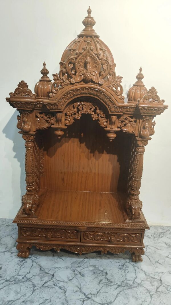 Wooden Handcrafted Designer Temple in Teak Wood - Image 3