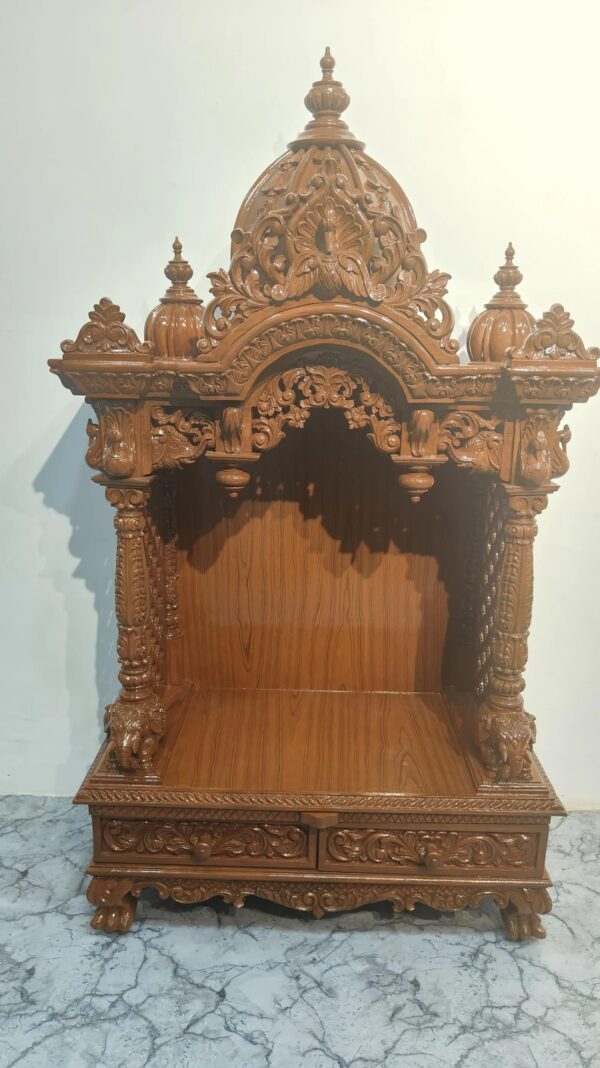 Wooden Handcrafted Designer Temple in Teak Wood - Image 2