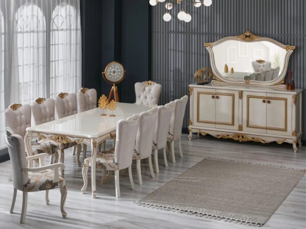 Wooden Classic Style Dining table set - Image 12