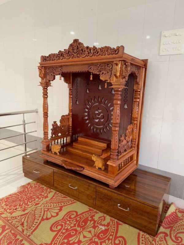 wooden handcrafted designer temple by Shalvika Living Innovations in teak wood - Image 2