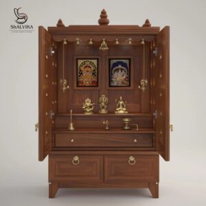 wooden mandir design for home with door