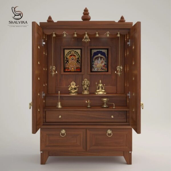 wooden mandir design for home with door