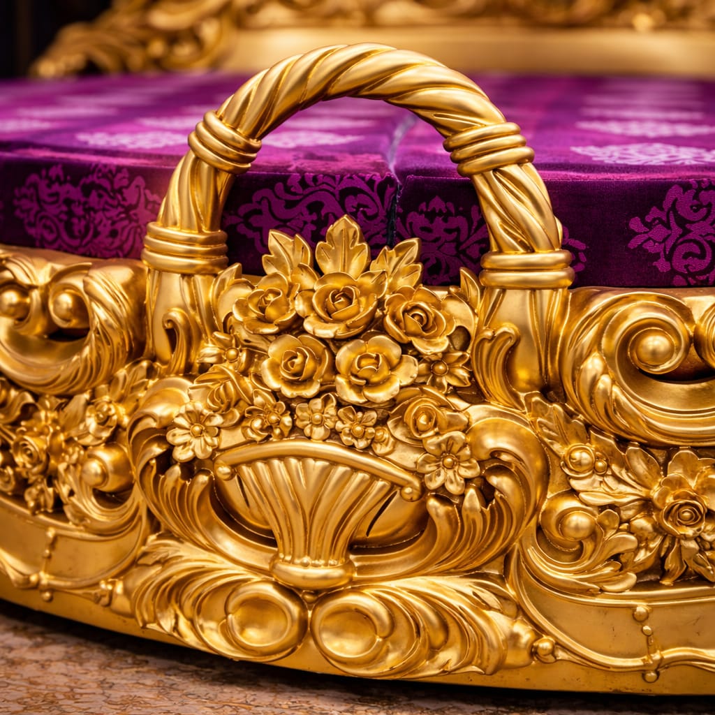 Antique Gold Royal Round Bed Design