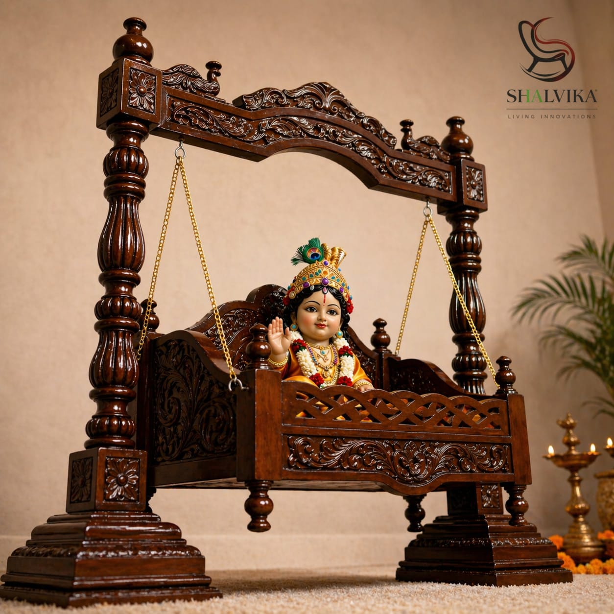 Laddu Gopal ka Jhula in Teak Wood