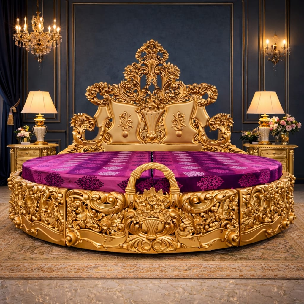 Luxury Bedroom Royal Round Bed Design