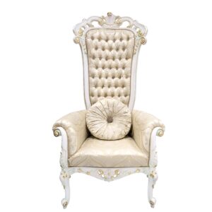Wooden High Back Guruji Chair in White Duco Paint