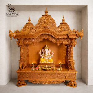 Wooden Handcrafted Designer Teak Wood Temple