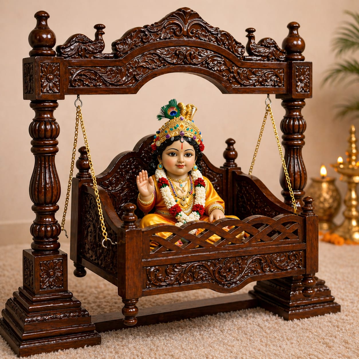 Wooden Laddu Gopal ka Jhula - Image 5