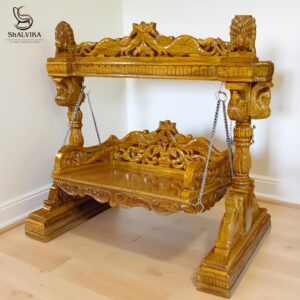 Wooden Shree Krishna Jhula in Natural Polish